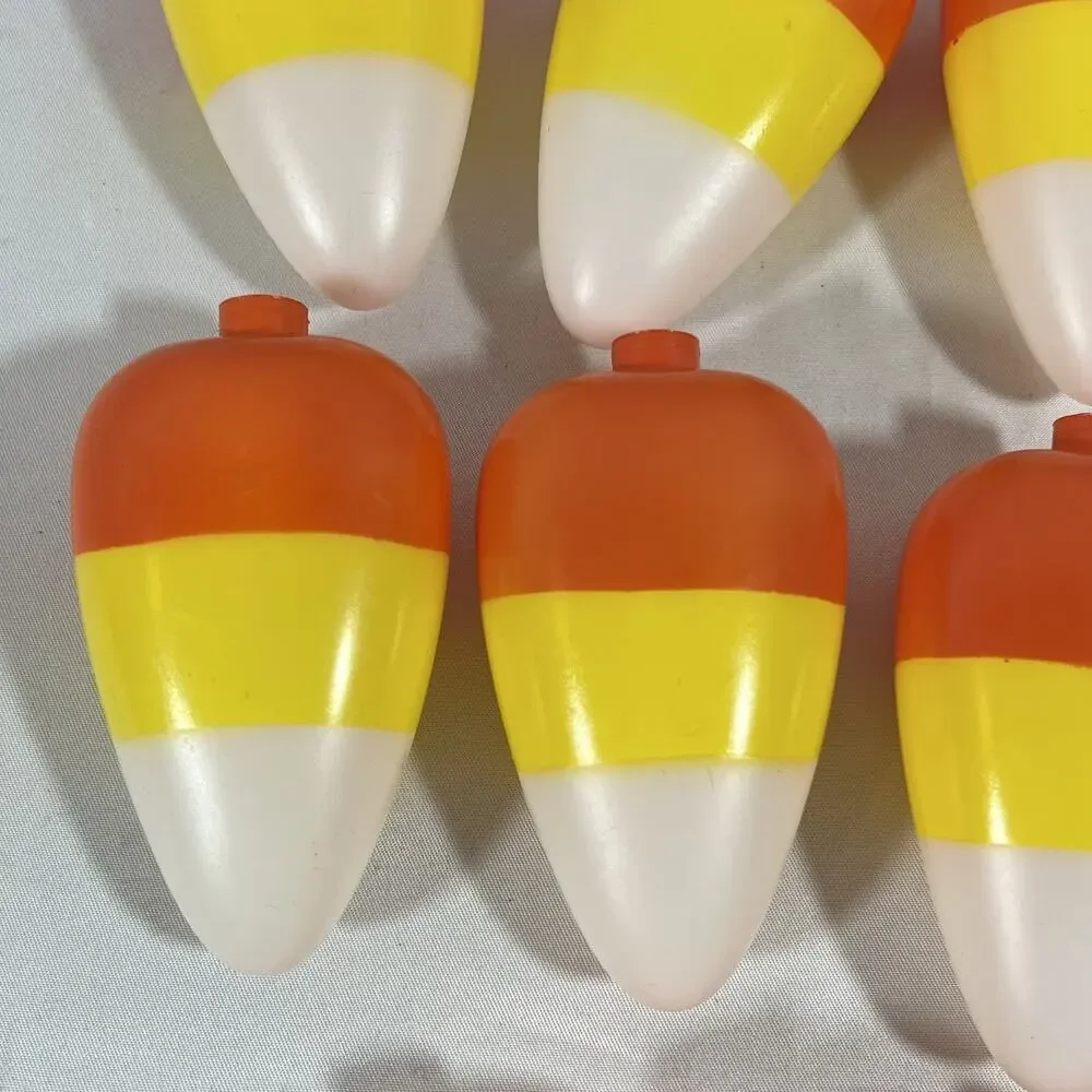 Vintage Set of 10 Candy Corn Blow Mold Plastic String Light Covers Halloween
